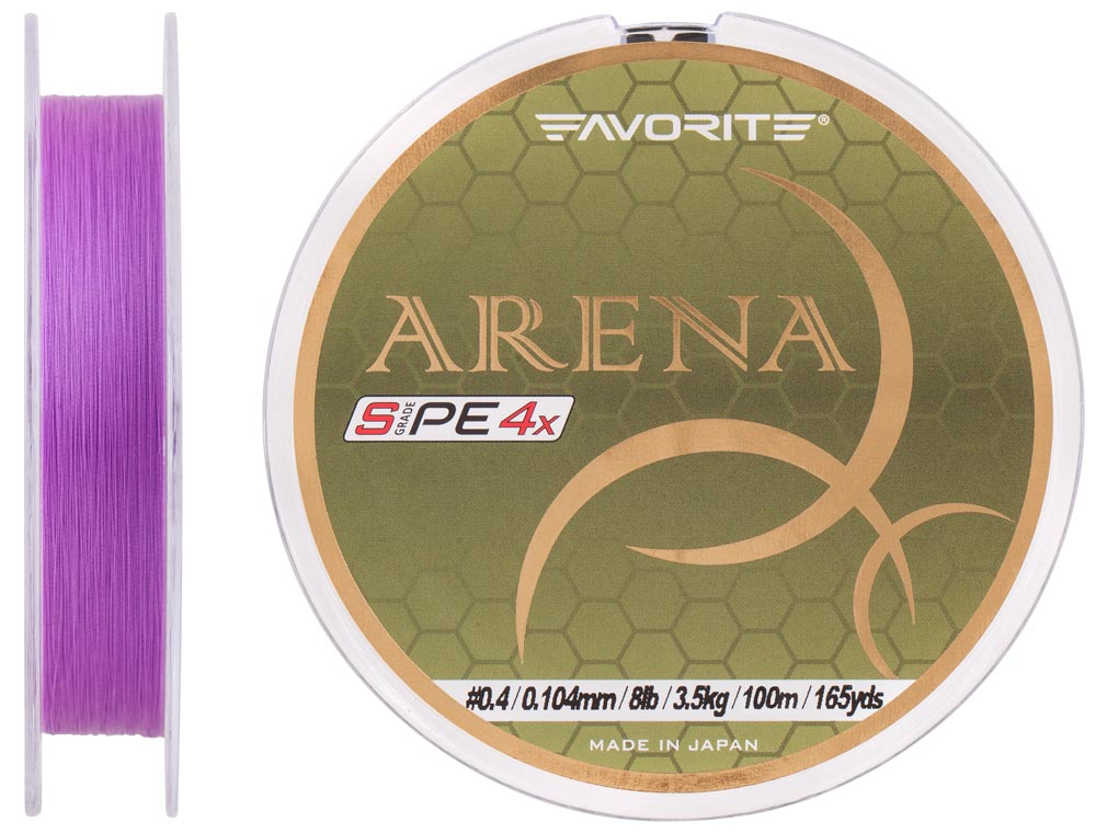 

Шнур Favorite Arena PE 4x 100m (purple) #0.4/0.104mm 8lb/3.5kg