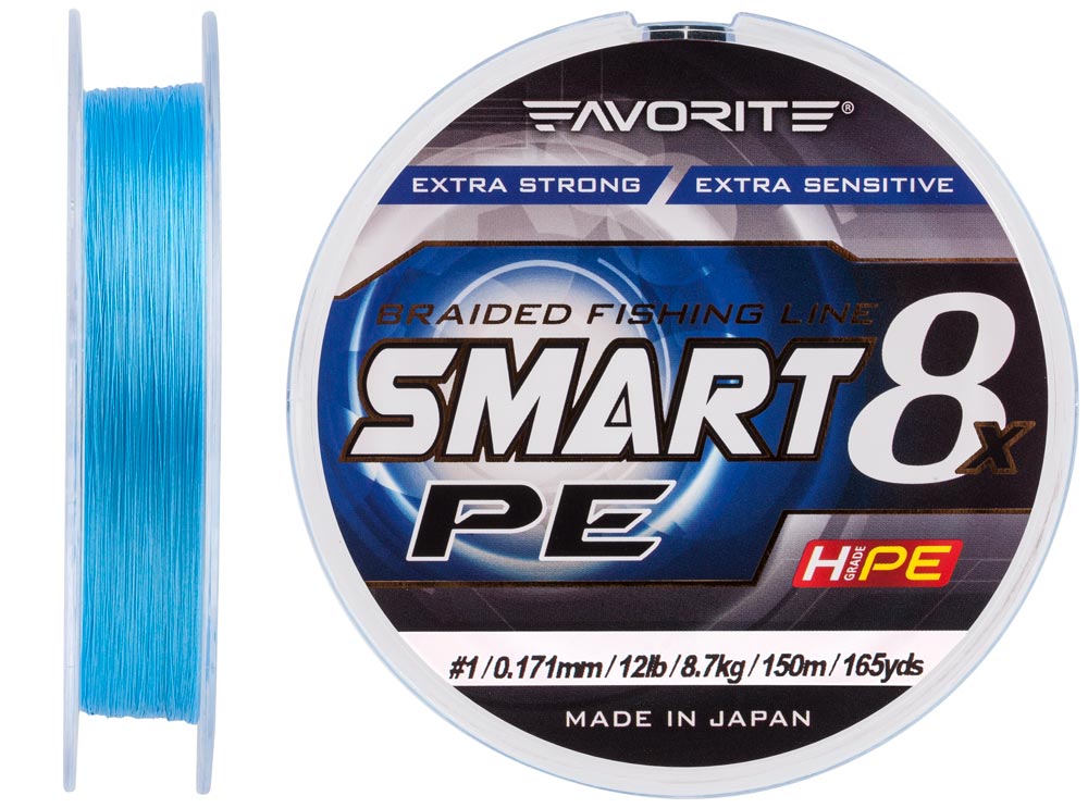 

Шнур Favorite Smart PE 8x 150м (sky blue) #1.0/0.171mm 12lb/8.7kg