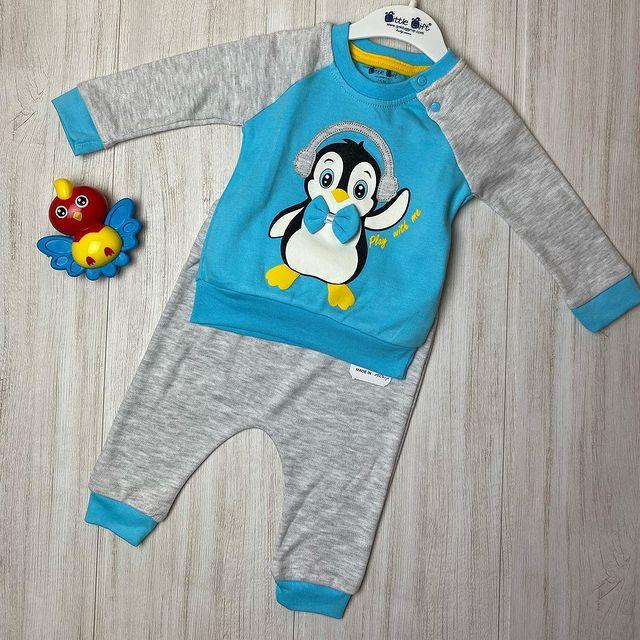 

Красивый котоновый детский костюм Litl gift для мальчика 80 см голубой