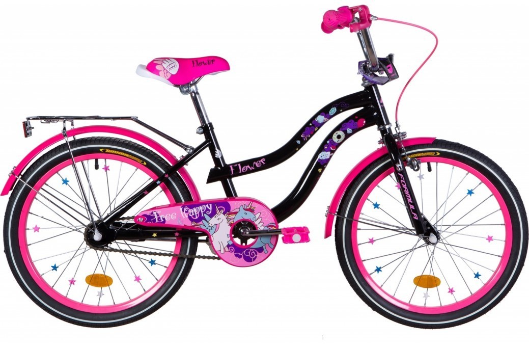 

Велосипед Velotrade 20" Formula FLOWER рама-13" черный с розовым с багажником зад St OPS-FRK-20-140