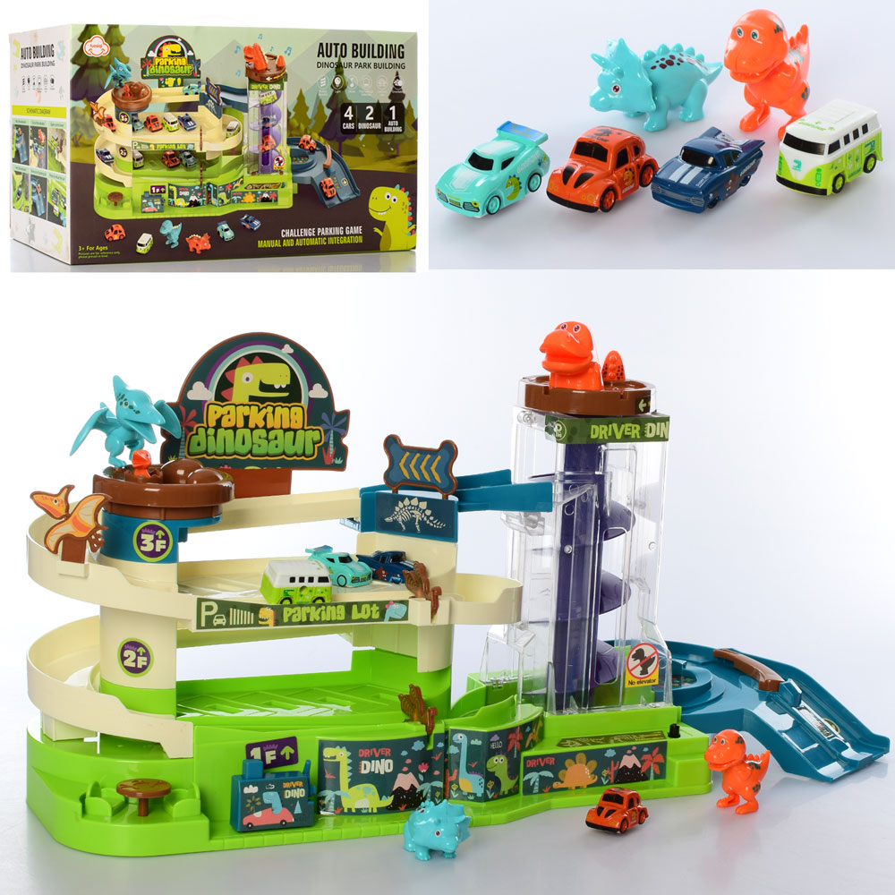 

Гараж A-Toys T103-55A 3 поверхи, машинки 4 шт., динозаври 2 шт