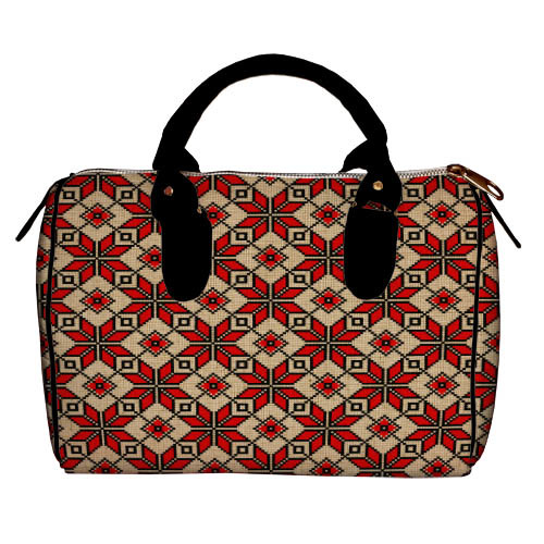 

Сумка бочонок Barrel Presentville Орнамент красный с черными ручками 28x18x17 см