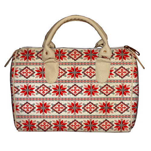 

Сумка бочонок Barrel Presentville Червоний український орнамент 28x18x17 см