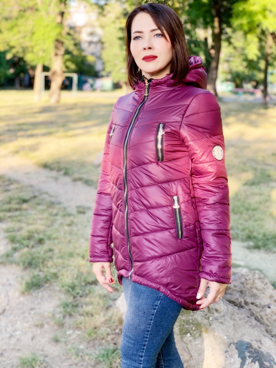 

Куртка KHAN женская парка зимняя с капюшоном марсала 42 XS
