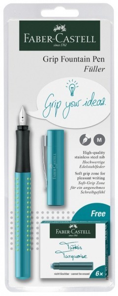 

Ручка перо Grip + 6 картриджей Faber-Castell