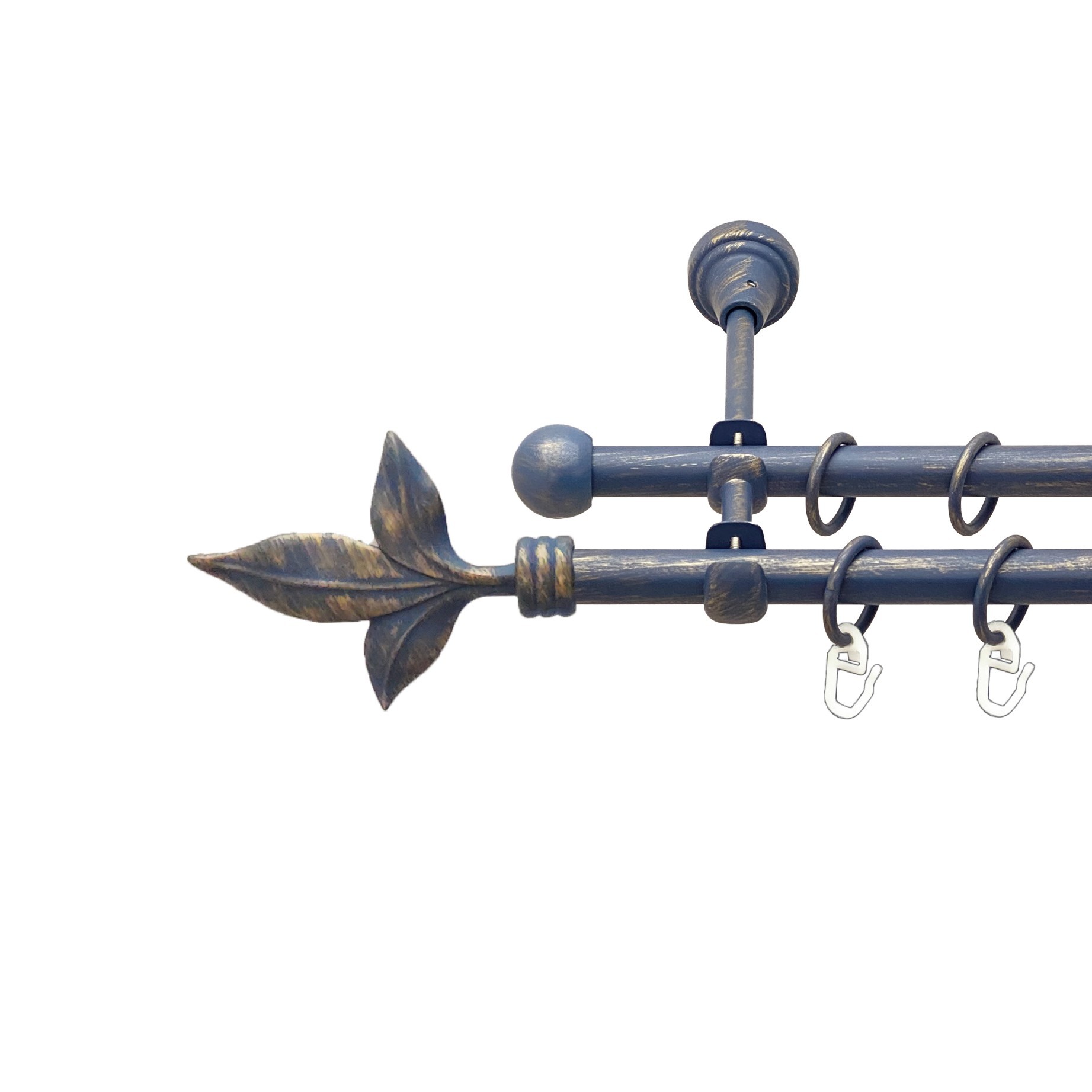 

Карниз Orvit Листок Лілії металевий дворядний відкритий гладка труба кільце металеве Блакить Золота 16\16 мм 240 см (00-00015655)