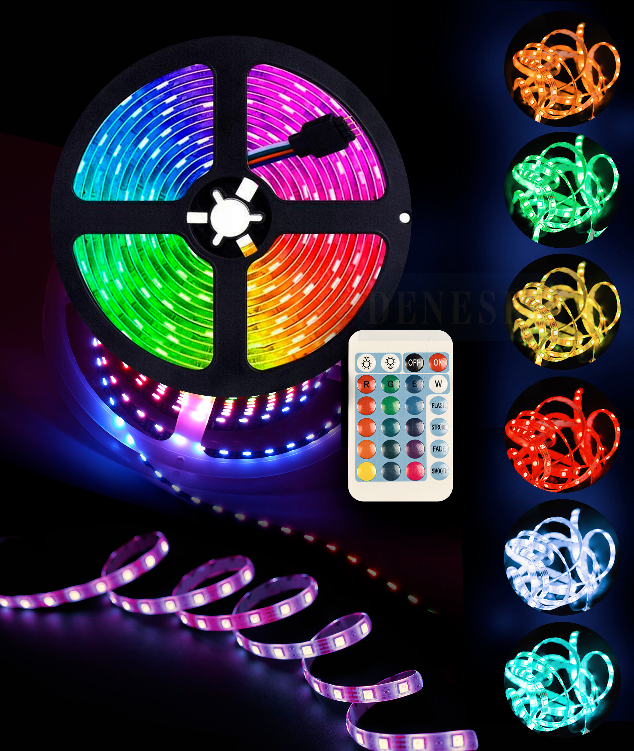 

Светодиодная влагозащищенная лента Nazim Rainbow Light с пультом и блоком питания
