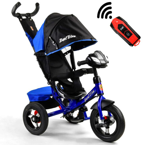 

Детский трехколесный велосипед с ручкой Best Trike надувные колеса Черно-синий (580513)