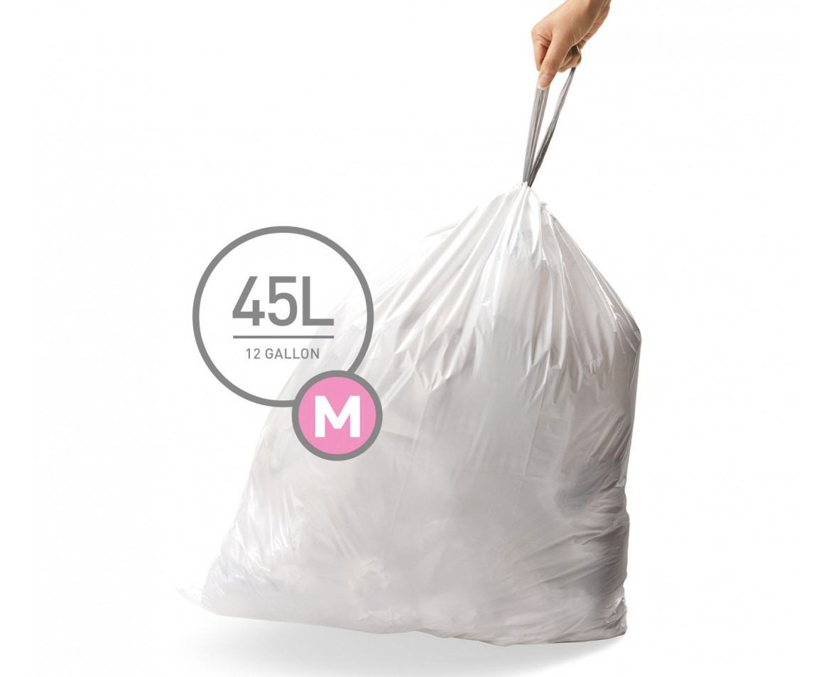 

Мішки для сміття міцні із зав`язками 45л SIMPLEHUMAN товщина - 30 мкн. Код M 60 шт.