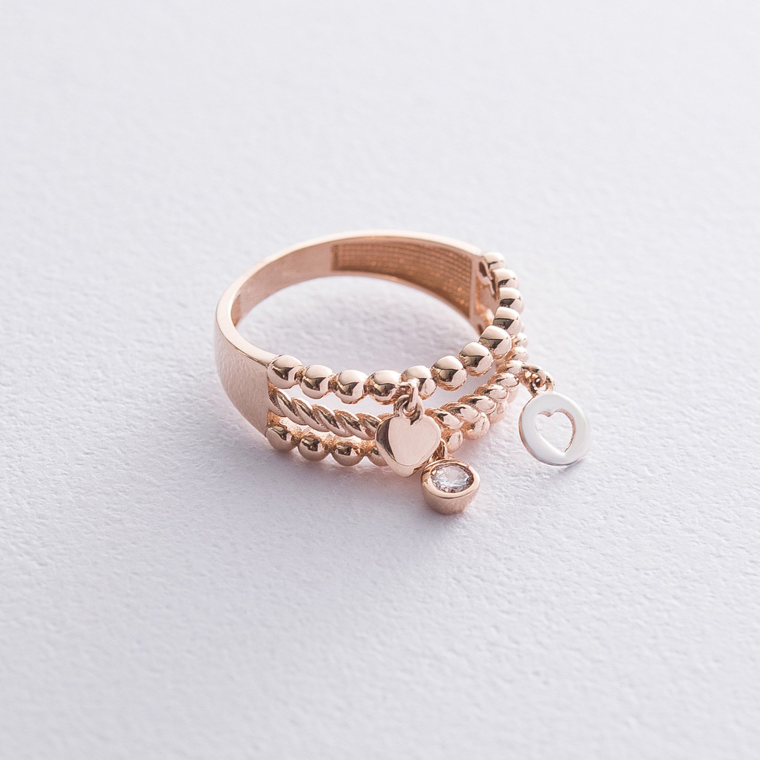 

Золотое кольцо "Сердечки" с фианитом к06462 Оникс 15