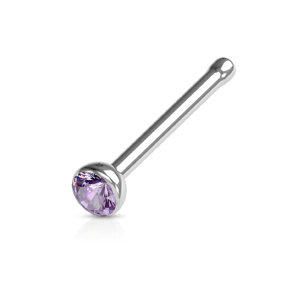 

Серьга для пирсинга носа PiercedFish NOSEB031, с фианитом (Толщина 1 мм, цвет: сиреневый)