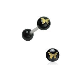 

Штанга из стали для пирсинга языка PiercedFish BTL (16 мм) с черными шариками и бабочкой