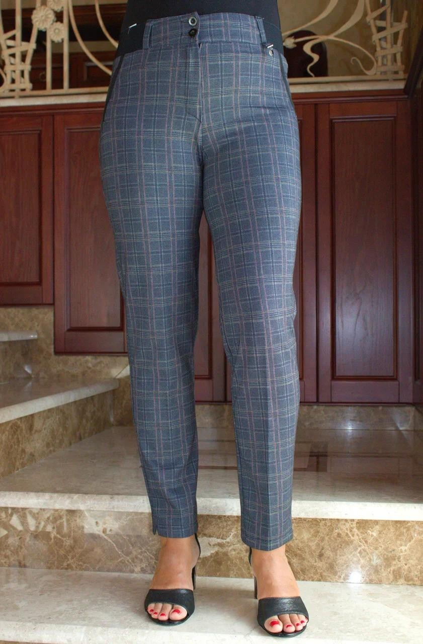 

Брюки женские Classic Fashion в клетку на резинке серые  3XL, Брюки женские Classic Fashion в клетку на резинке серые 54 3XL