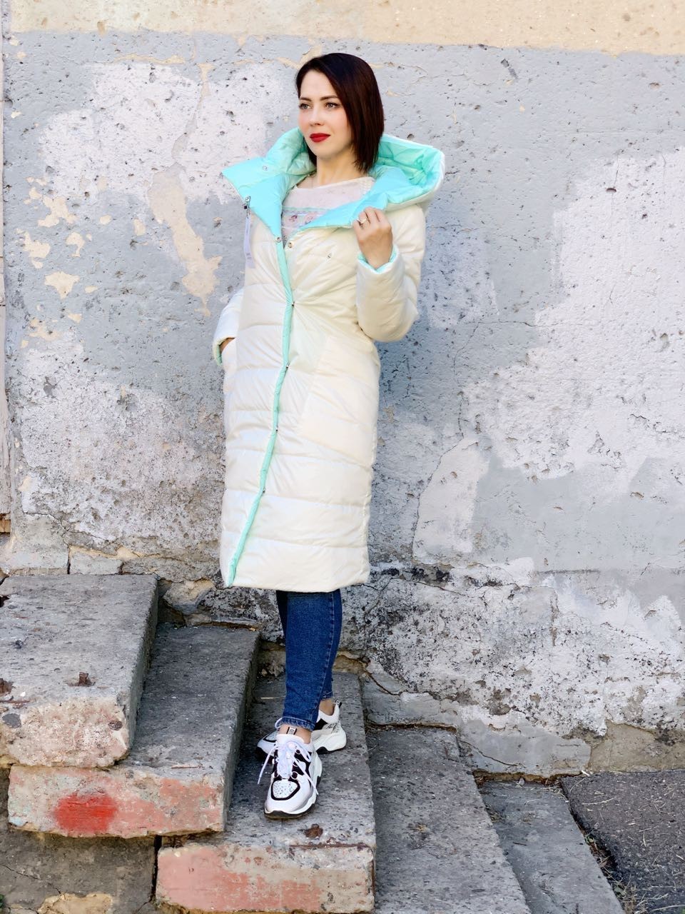 

Куртка Khan двусторонняя с капюшоном молочный с мятным  L, Куртка Khan двусторонняя с капюшоном молочный с мятным 48 L