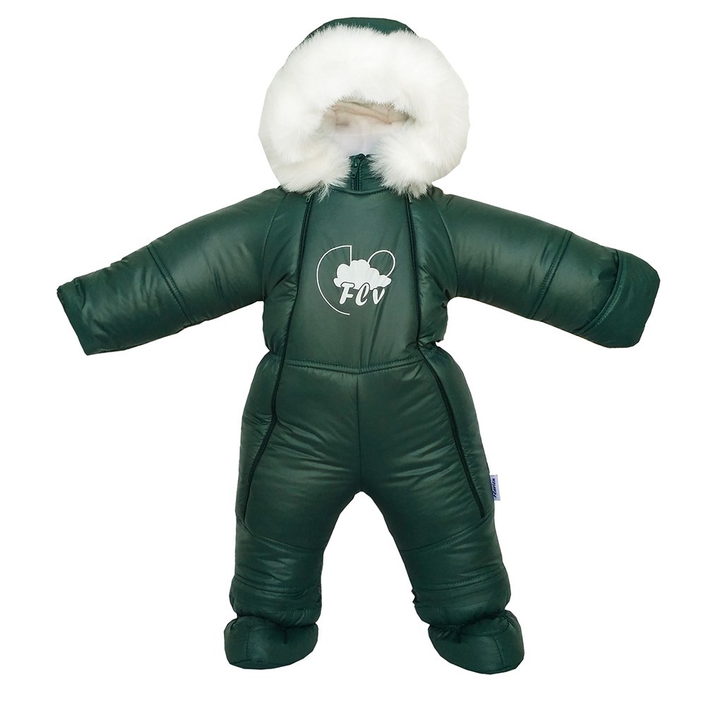 

Цельный зимний комбинезон детский Flavien М3033 74-80 см зеленый