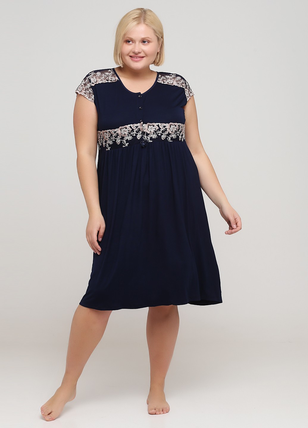 

Ночная рубашка Cotpark  темно-синяя 13220-В, Ночная рубашка Cotpark 3XL темно-синяя 13220-В