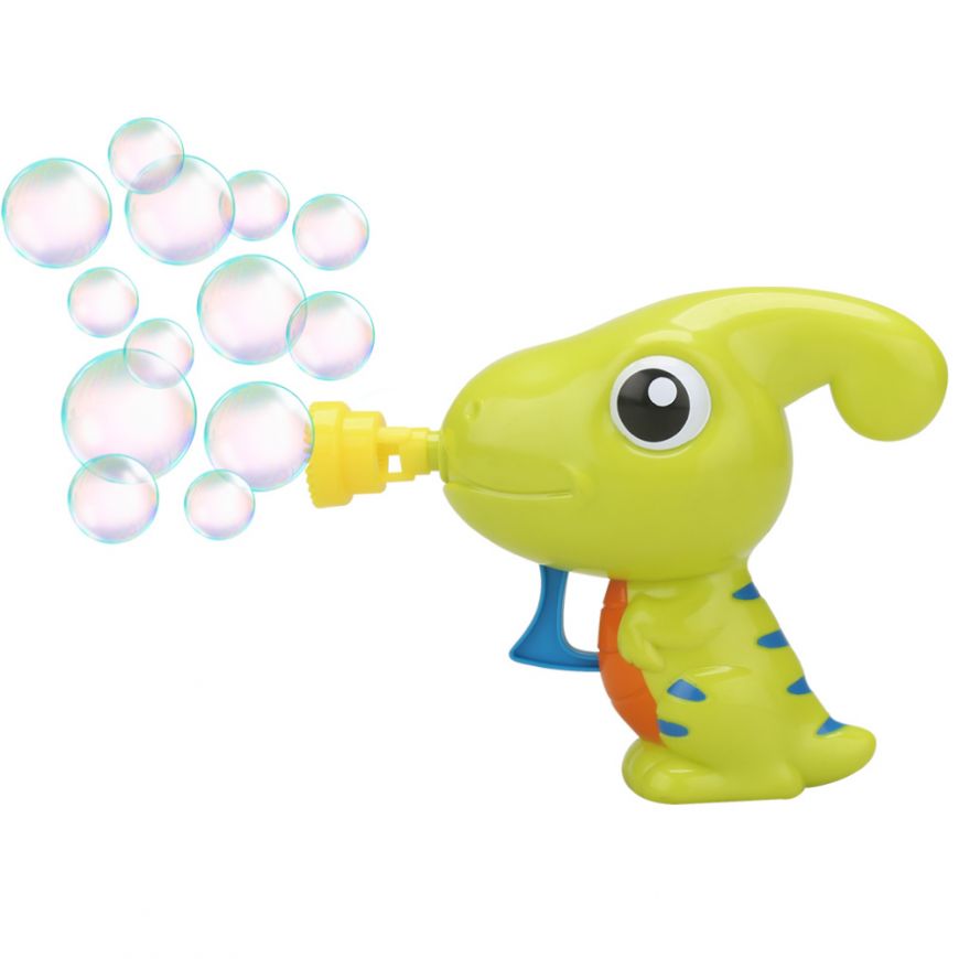 

Детский генератор мыльных пузырей пистолет Динозавр DoDo Toys, 60 мл + 450 мл в подарок, зелёный