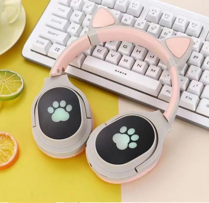 

Беспроводные Bluetooth наушники с ушками Kids VZV-380M grey Cat