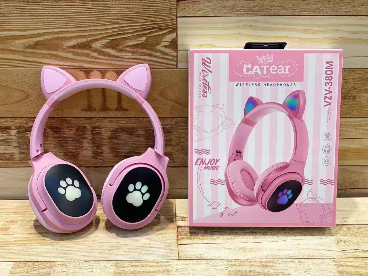 

Беспроводные Bluetooth наушники с ушками Kids VZV-380M pink Cat