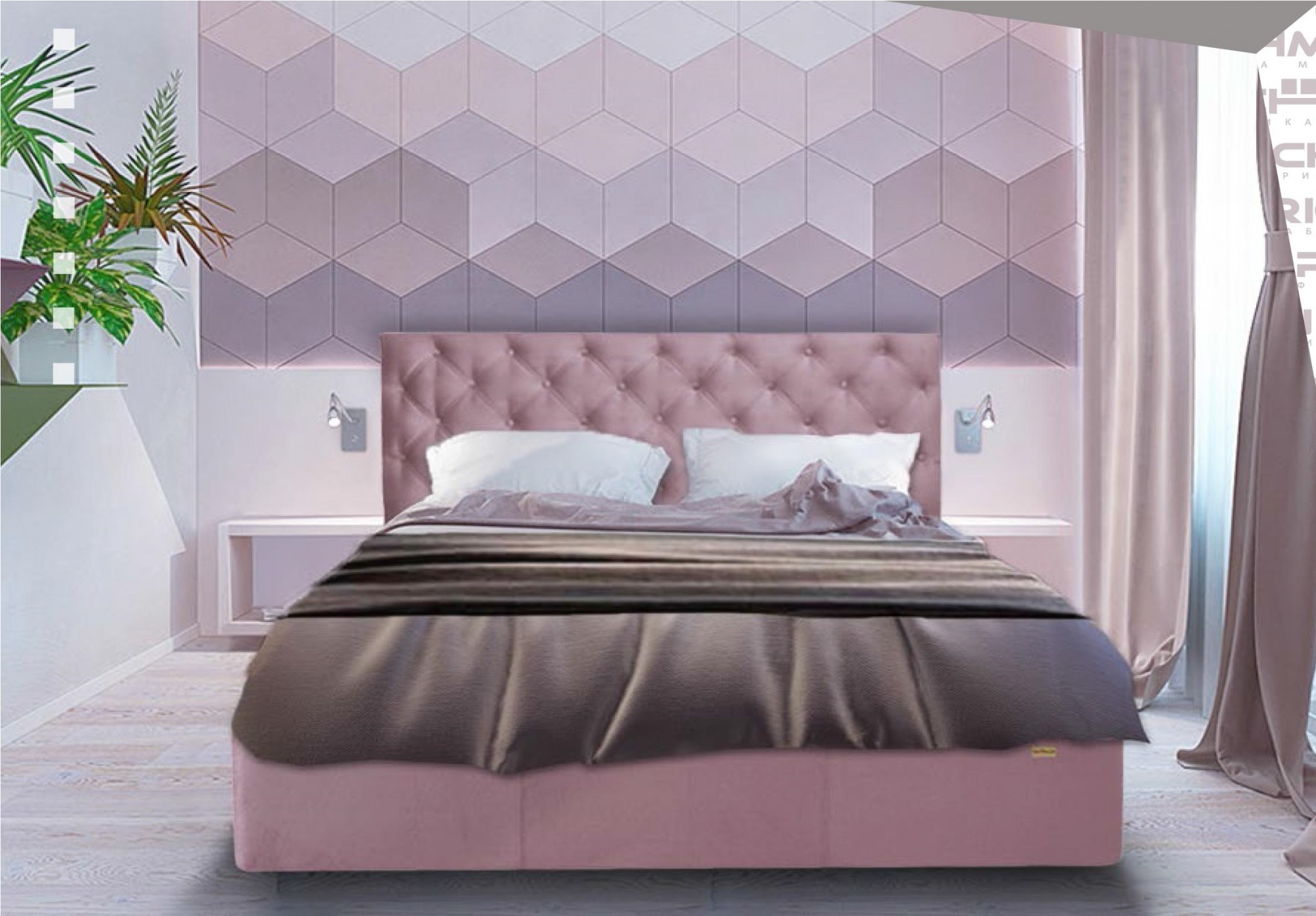 

Кровать Coventry Comfort 120 х 190 см Missoni 021 С подъемным механизмом и нишей для белья Темно-розовая