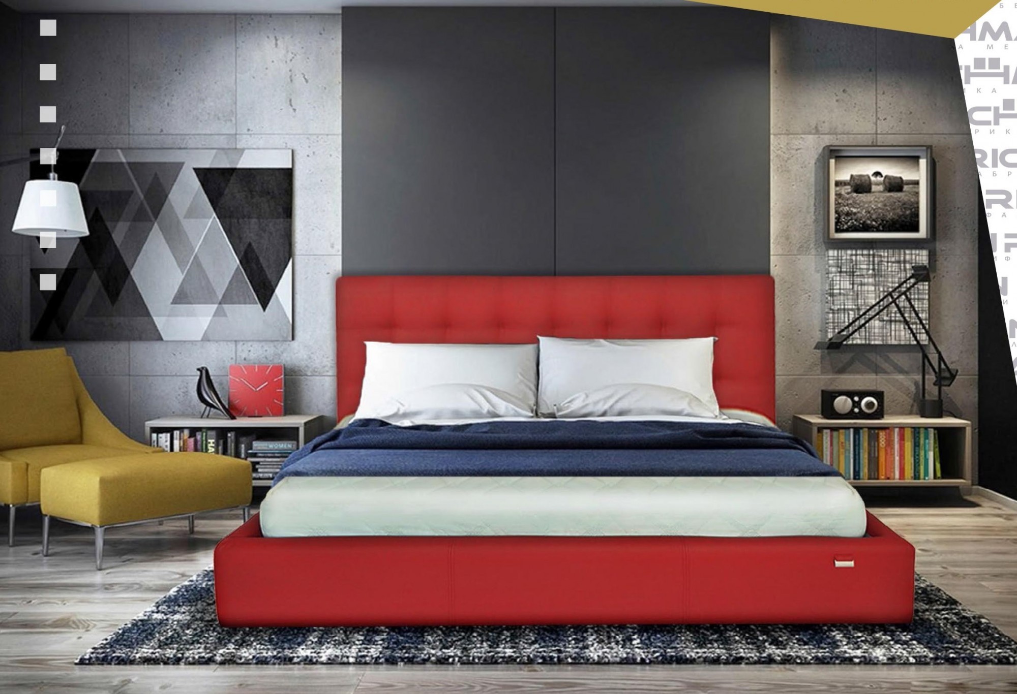 

Кровать Chester Standart 140 х 200 см Fly 2210 Красная