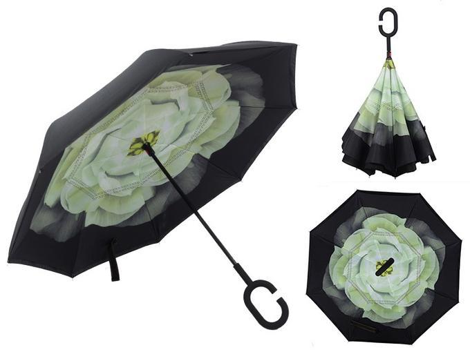 

Ветрозащитный зонт обратного сложения Up-Brella «Зелёный цветок»