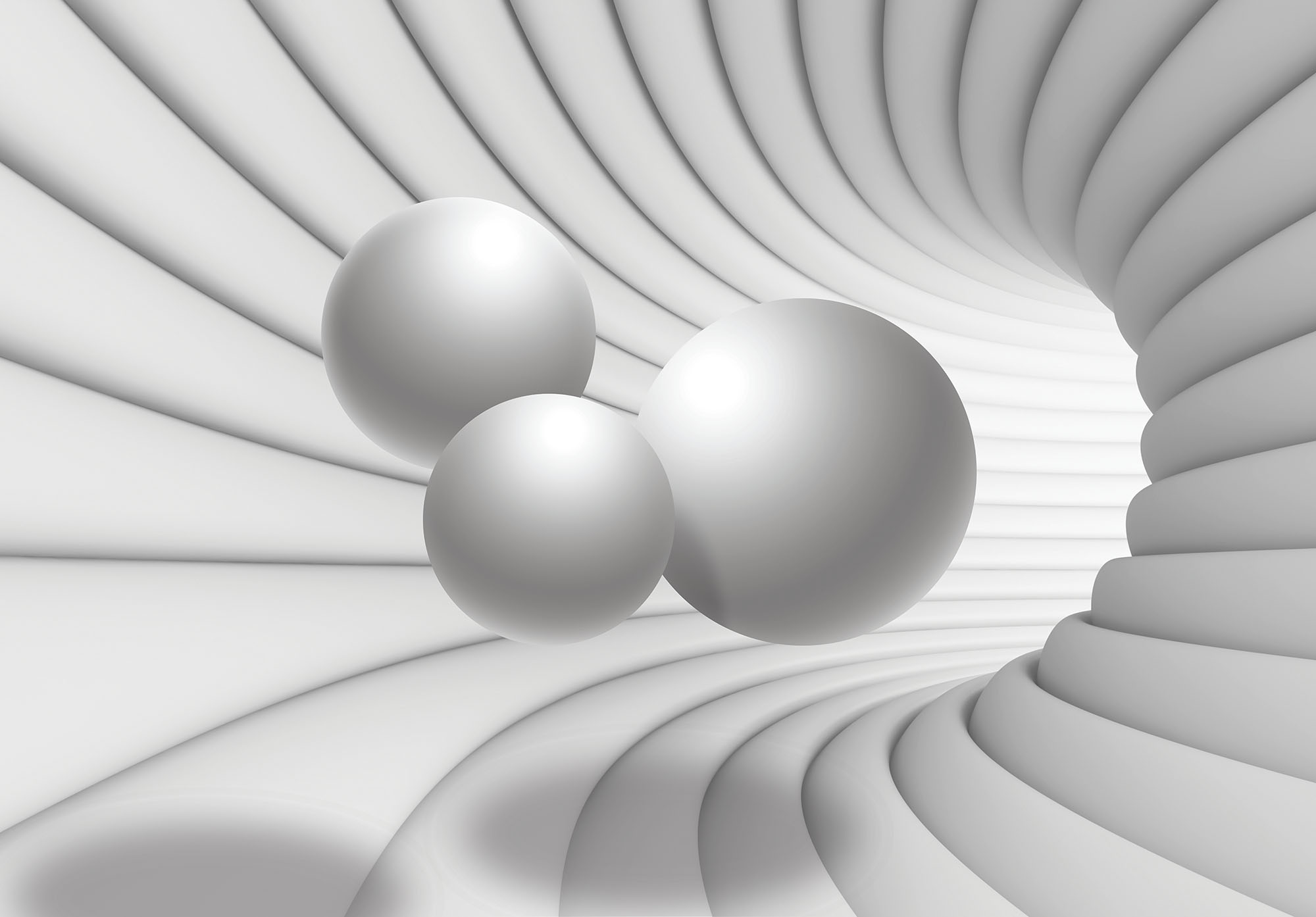 

Фотообои бумажные DecoArt 3D белые шары+тоннель 368 x 254 см 4 сегмента (10141-P8)