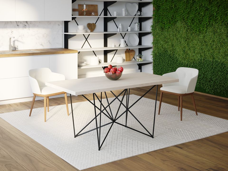

Обеденный стол HYGGE HG159 Корсер 150 х 80 х 75 см ДСП Дуб Белый