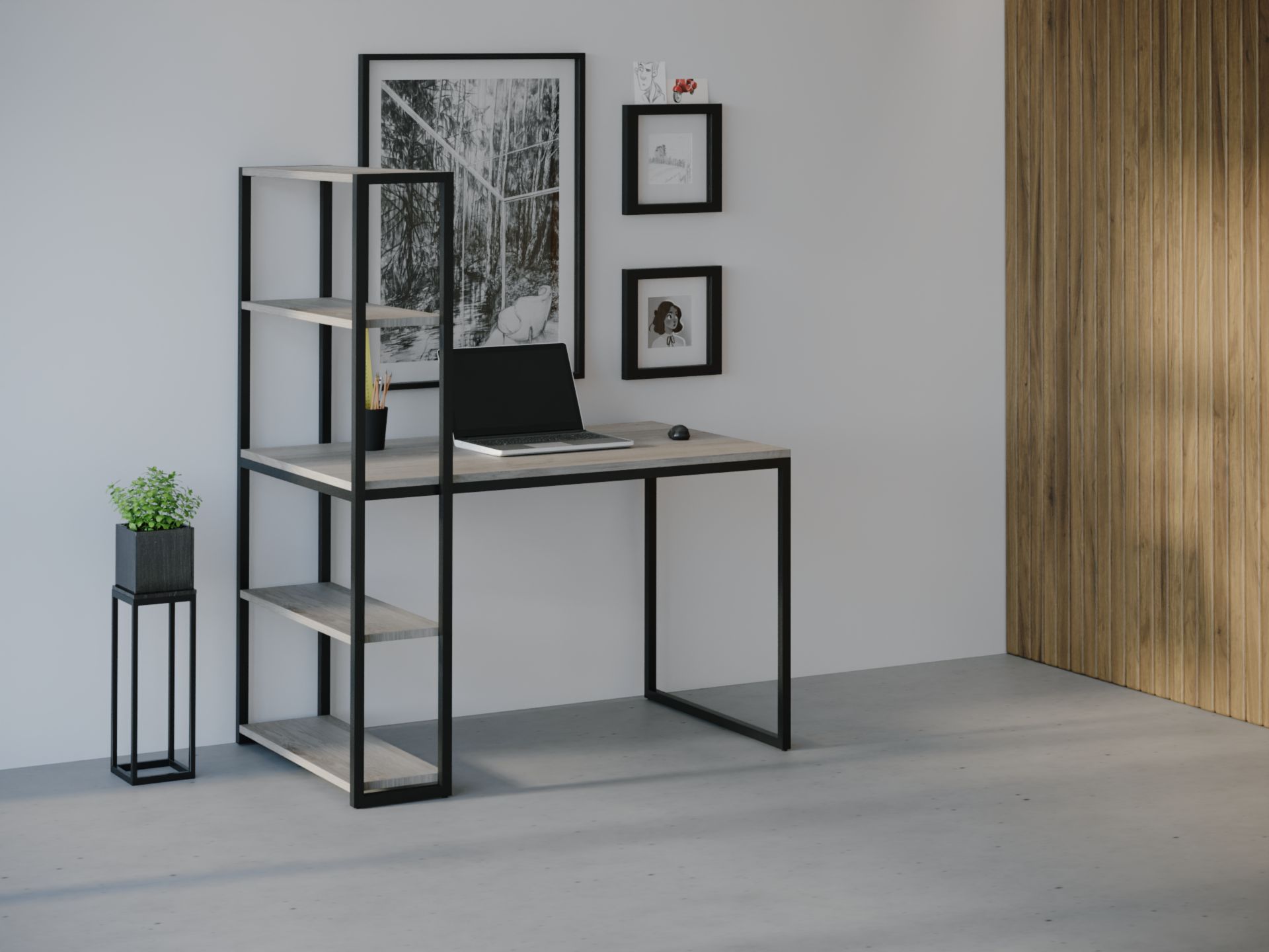 

Компьютерный стол HYGGE HG021 Ліструп 120 х 80 х 75 см ДСП Дуб Серый