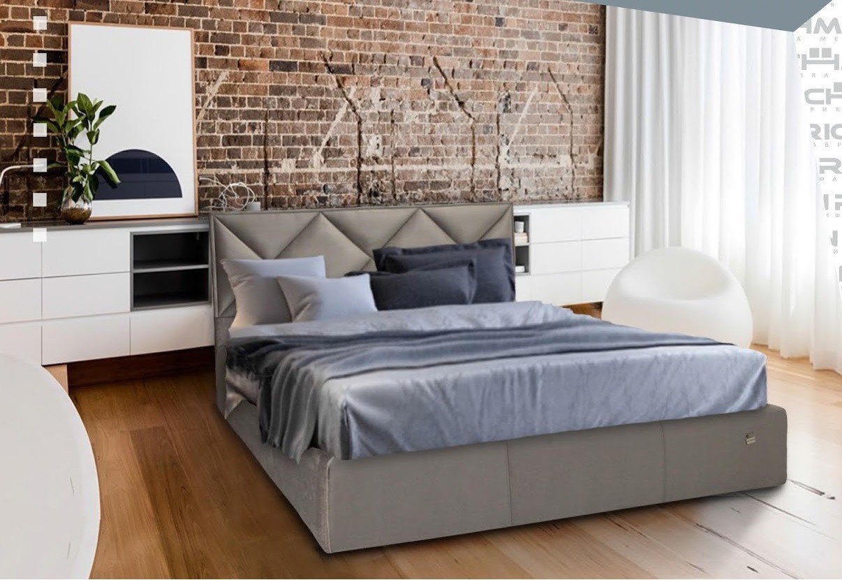 

Кровать Двуспальная Leeds Standart 180 х 200 см Missoni 008 Серая