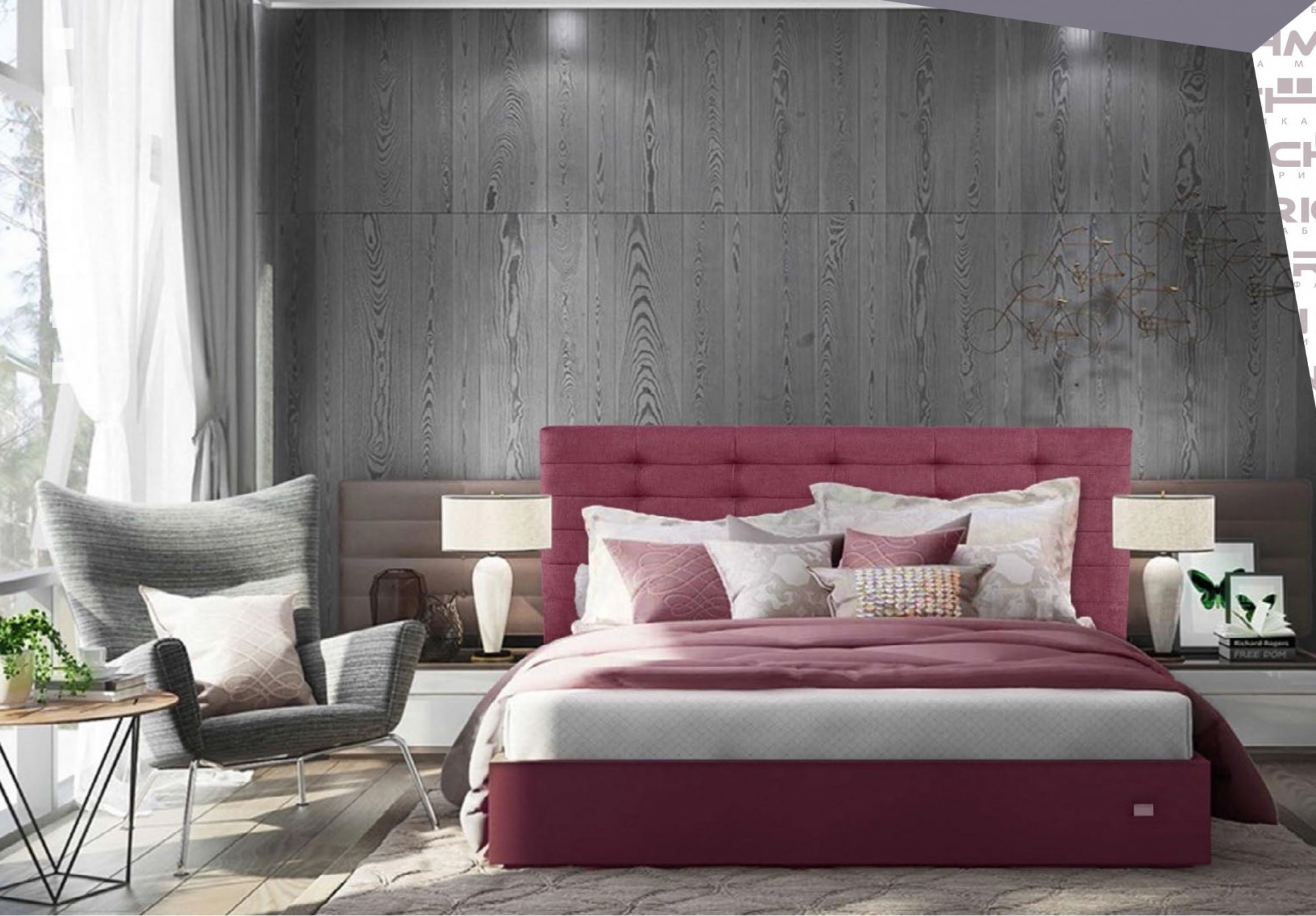 

Кровать Erika Comfort 140 х 200 см С подъемным механизмом и нишей для белья Бордовая