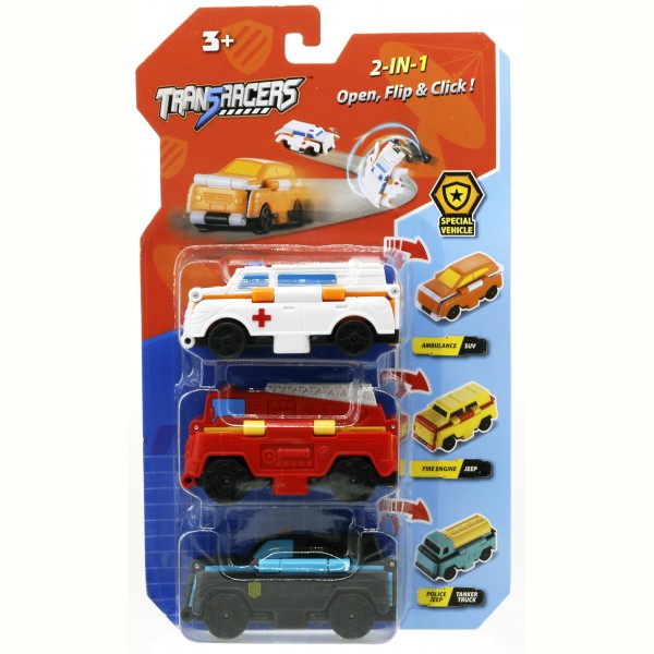 

Машинки 2-в-1 Спецтранспорт (3 элемента) TransRacers