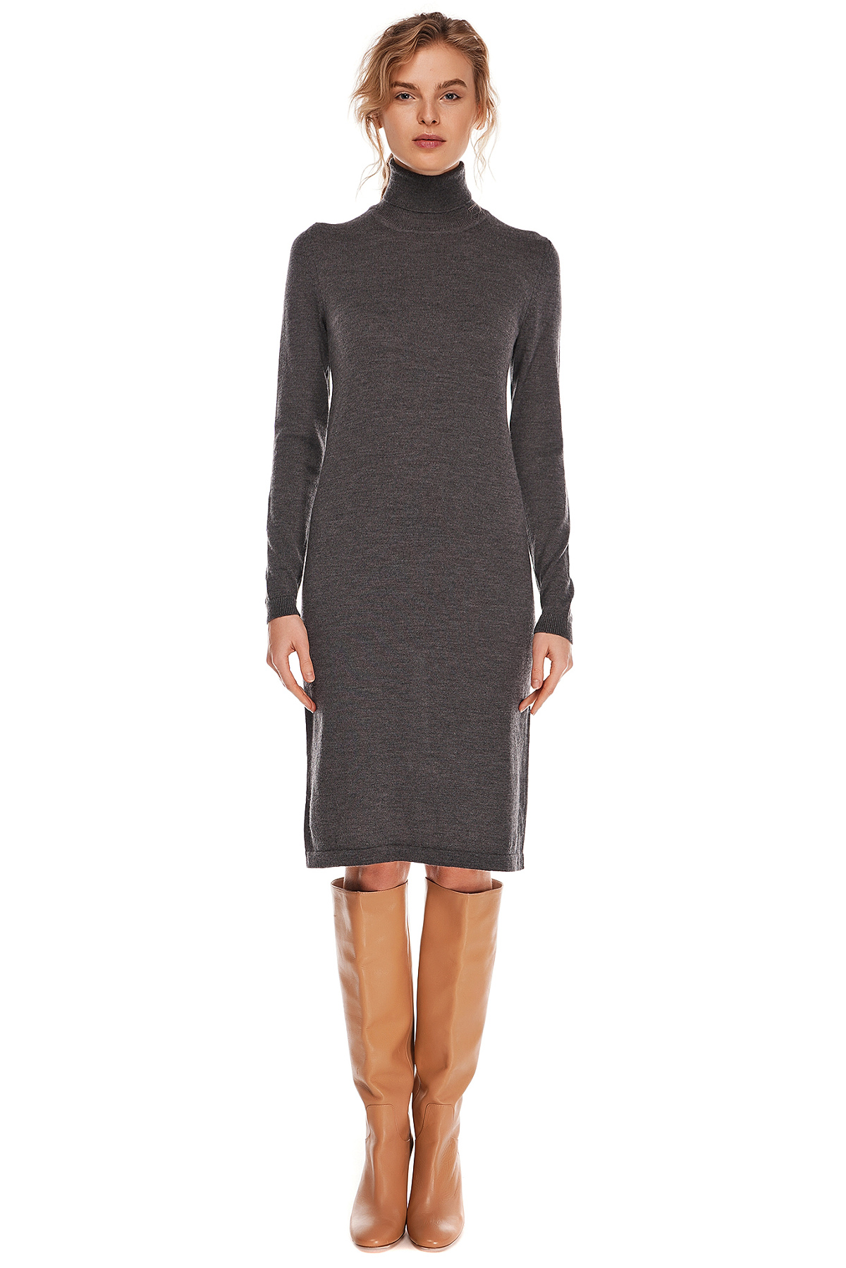 

Платье водолазка из мериноса Viamaro серое  #4186S, Платье водолазка из мериноса Viamaro серое S #4186S