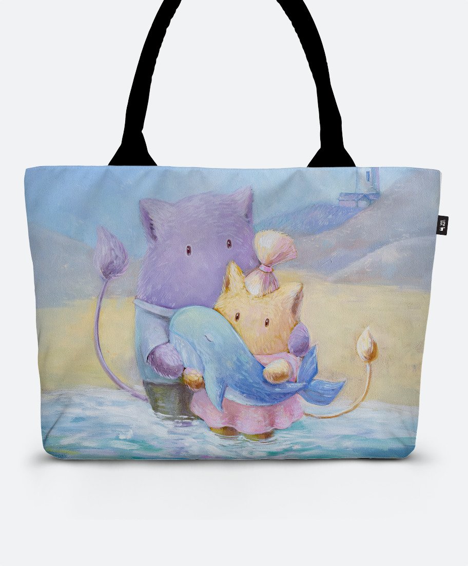 

Шопер Lamasoul з принтом "Пухнастики. На березі нашого з тобою моря"