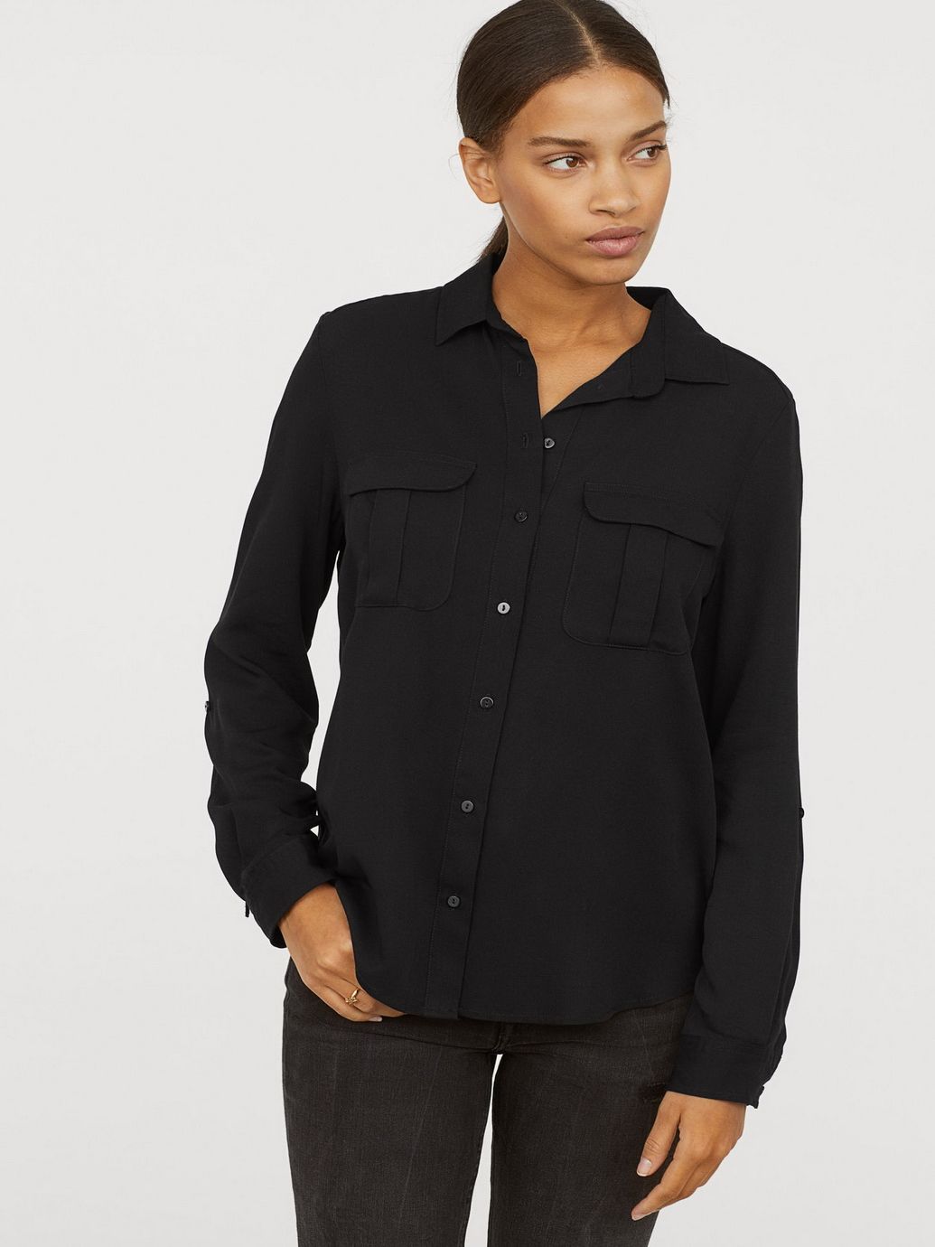 

Рубашка H&M 0704611-8 34 Черная (СА2000001629109)