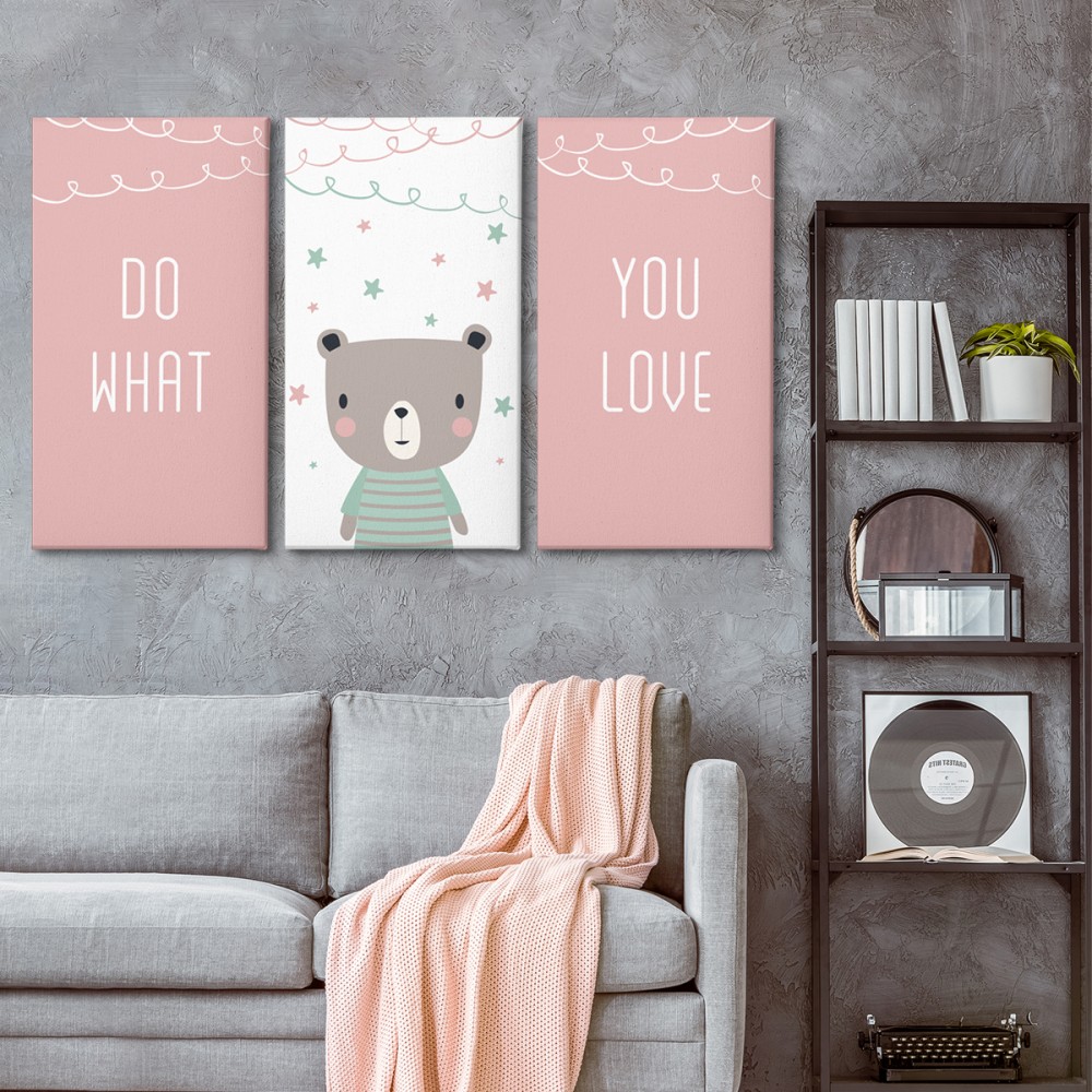 

Модульная картина из трех частей Teddy love 96x60 см