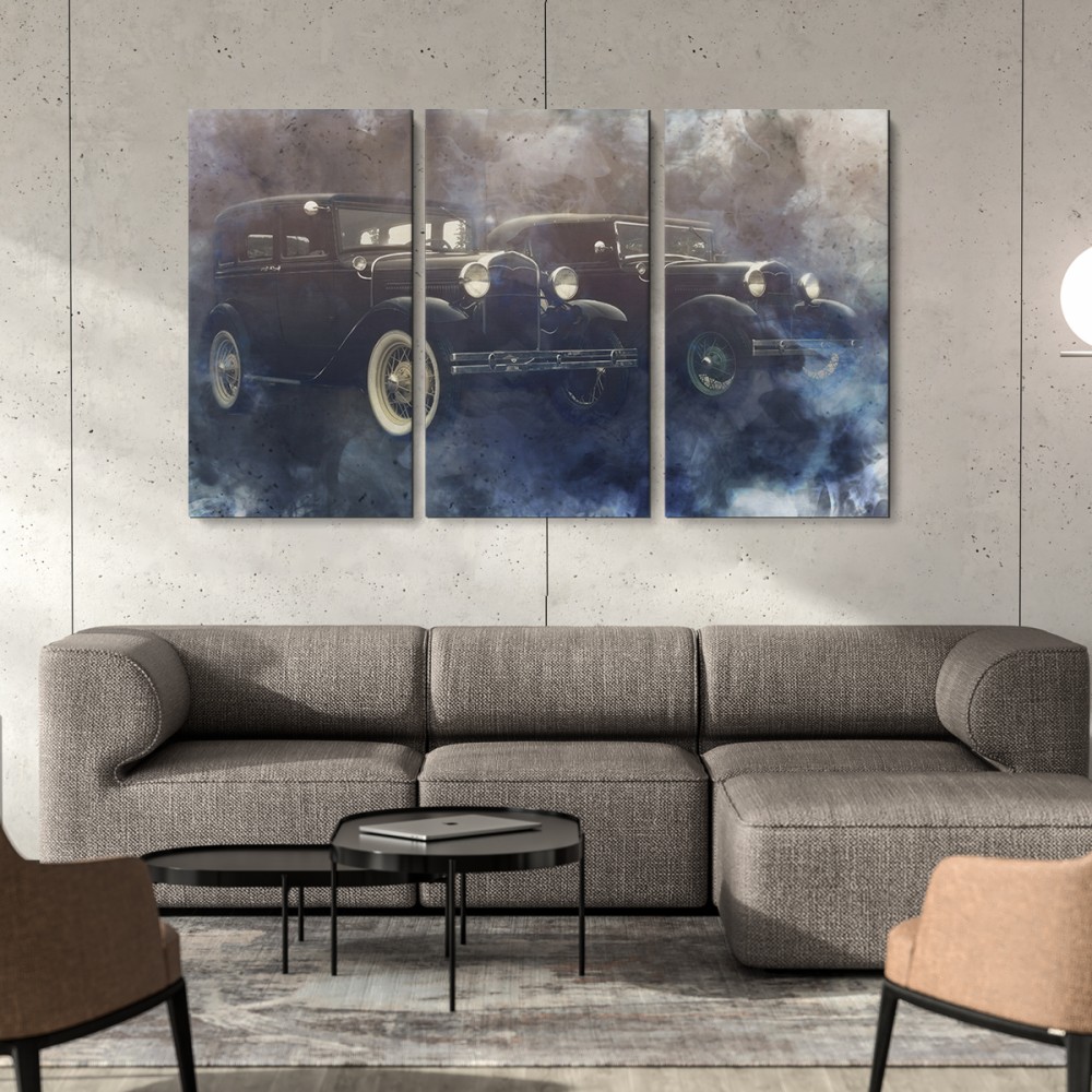 

Модульная картина из трех частей Ретро машины 126x80 см