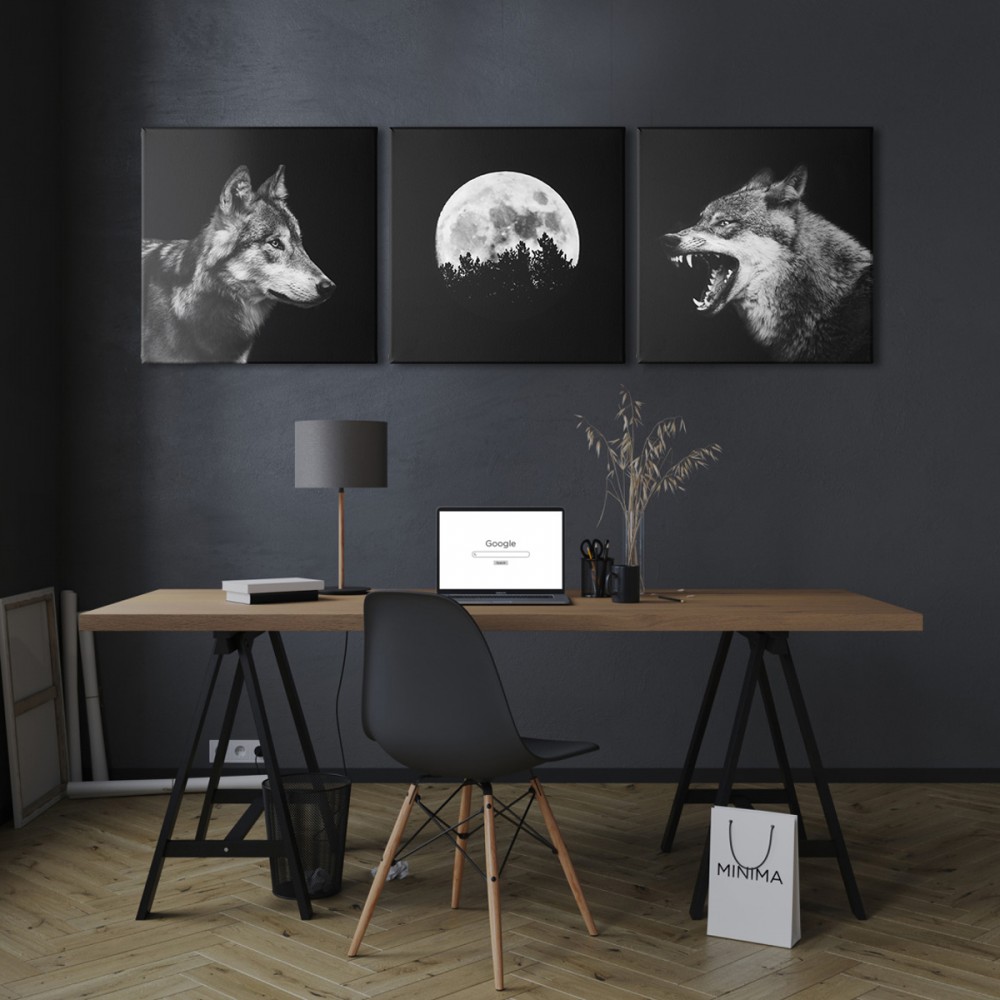 

Модульная картина из трех частей Wolf 231x75 см