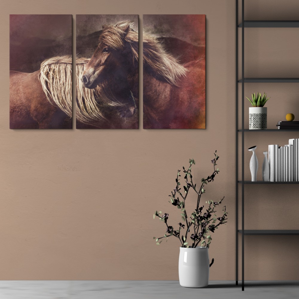 

Модульная картина из трех частей Horse love 156x100 см