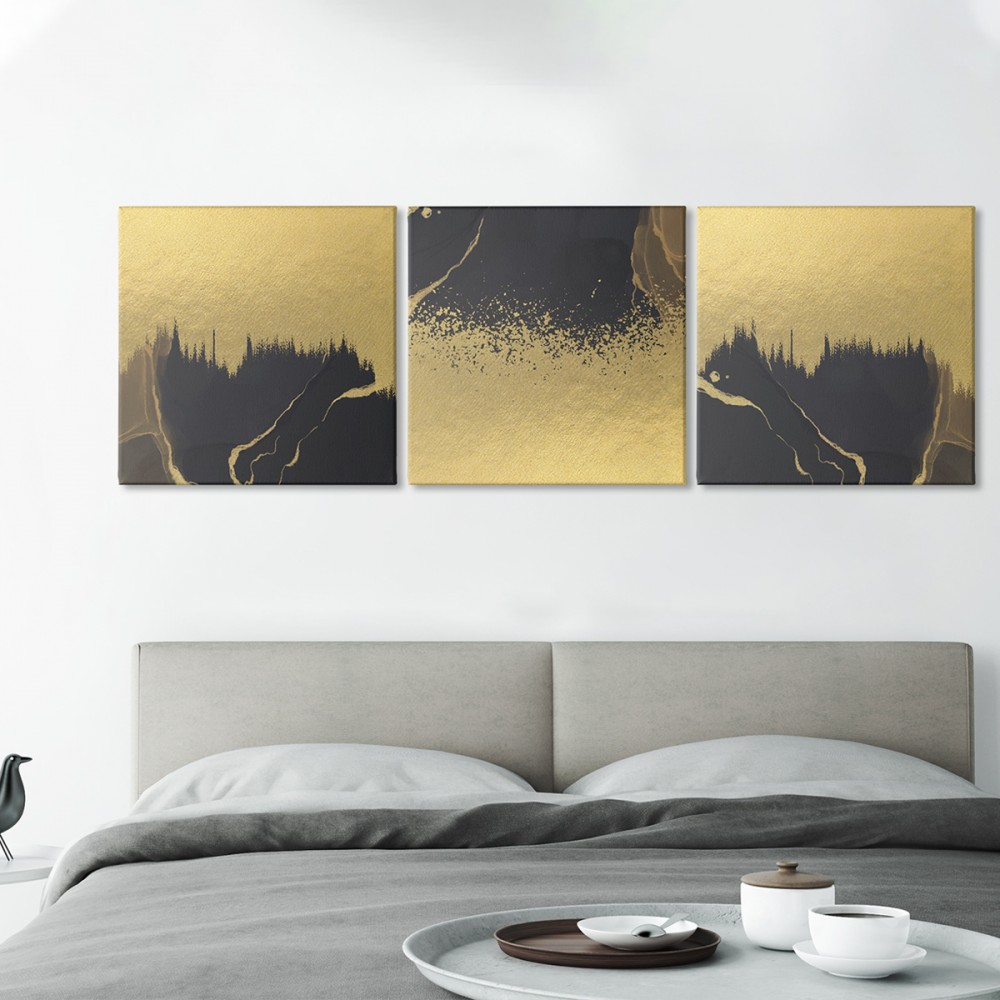 

Модульная картина из трех частей Black and Gold 156x50 см