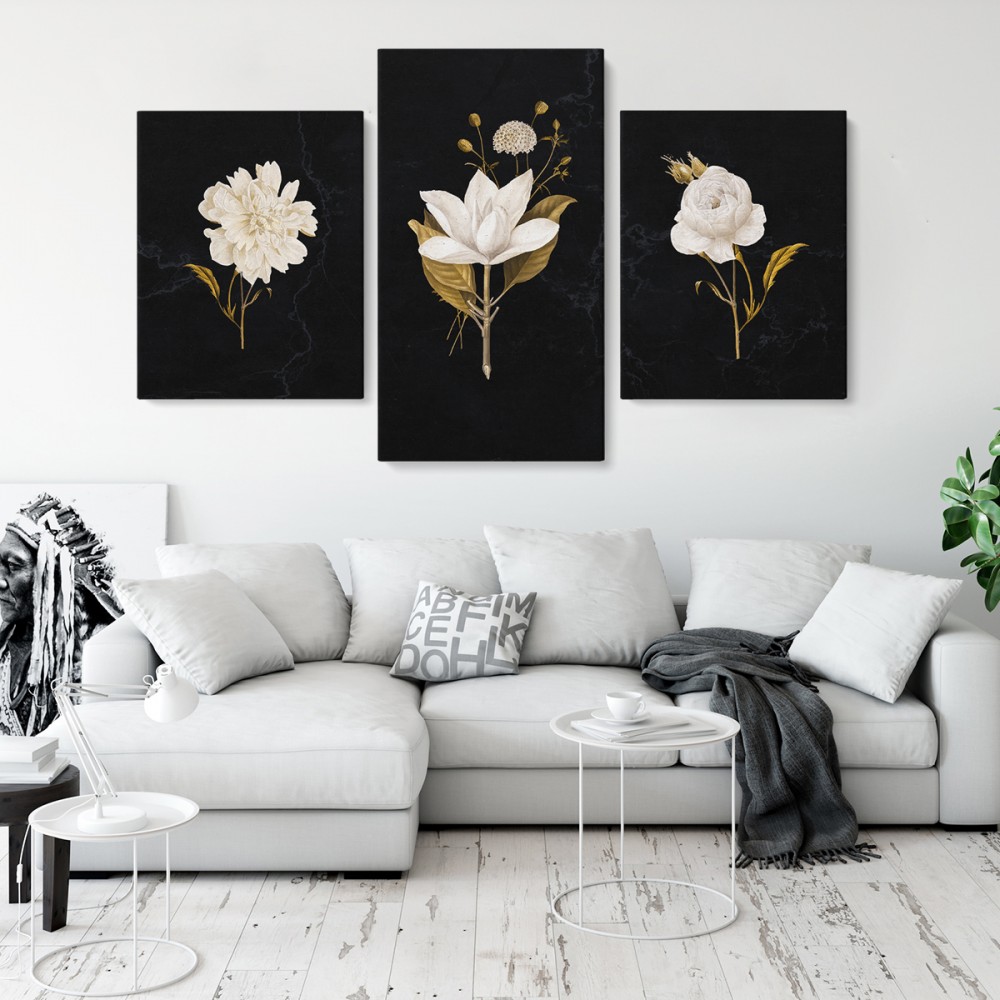

Модульная картина из трех частей White Flowers 96x60 см