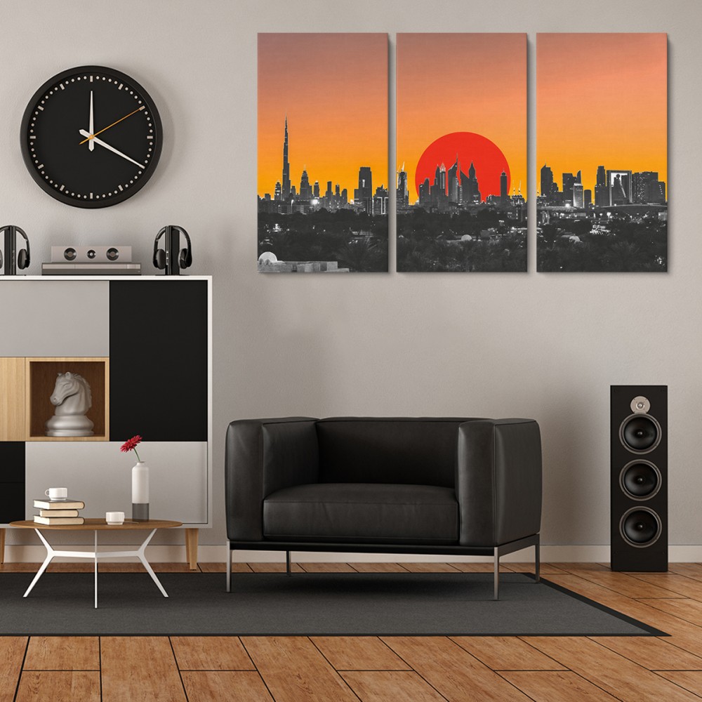 

Модульная картина из трех частей City Sunset 96x60 см