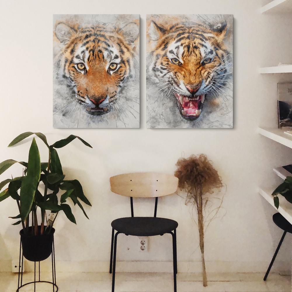 

Модульная картина из двух частей Tigers 123x80 см