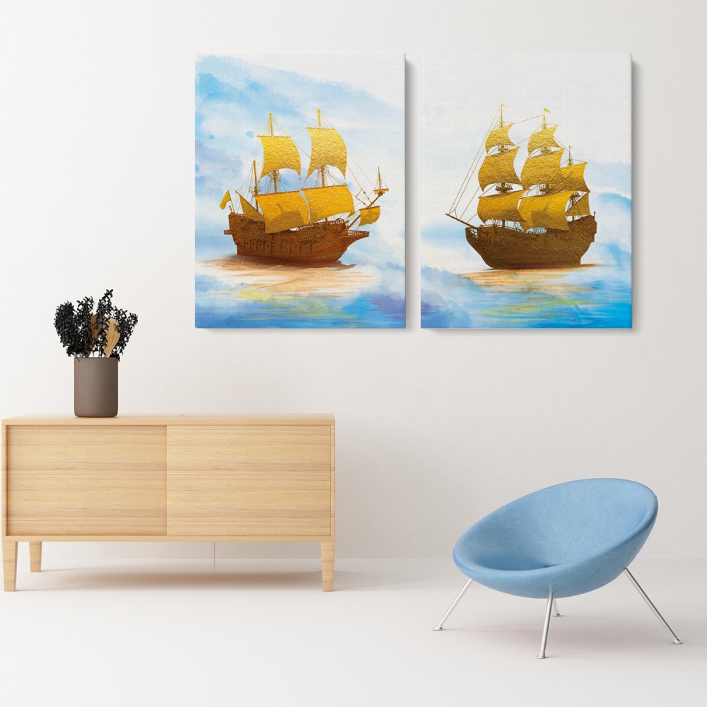 

Модульная картина из двух частей Золотой Флот 123x80 см
