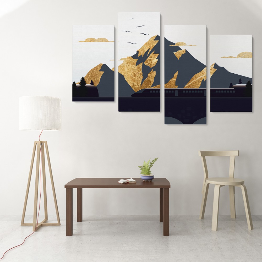 

Модульная картина из четырех частей Mountain express 129x90 см