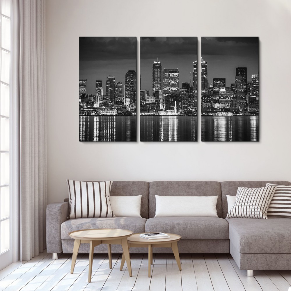 

Модульная картина из трех частей Black city 126x80 см