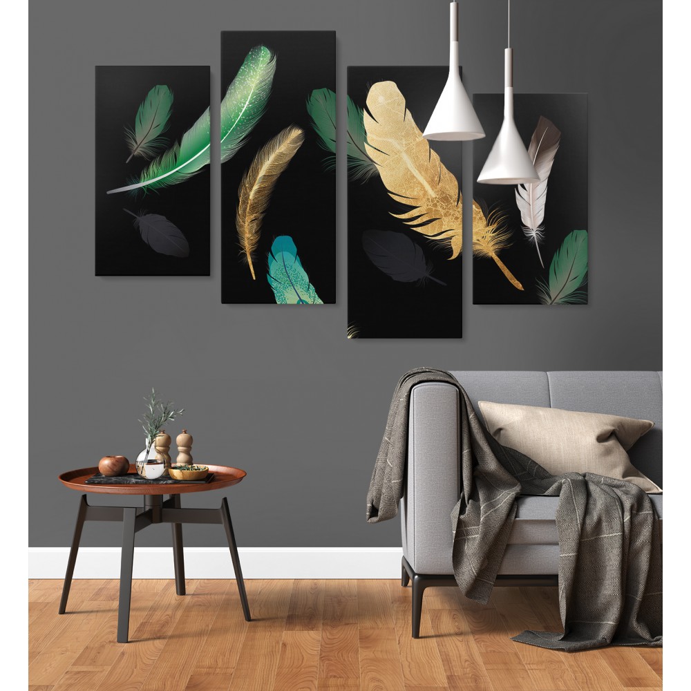 

Модульная картина из четырех частей Перышки 129x90 см