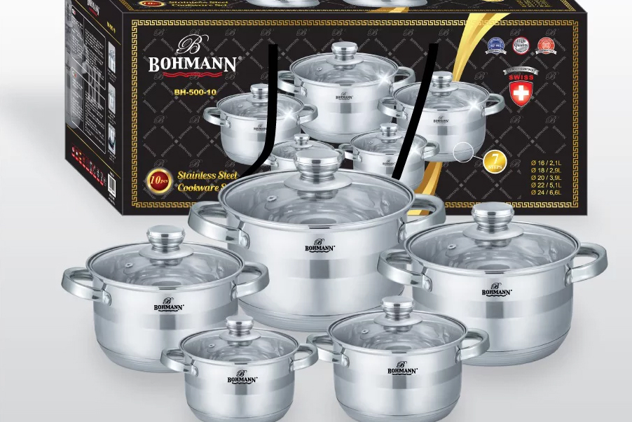 

Набор посуды из нержавеющей стали 10 предметов Bohmann BH 500-10