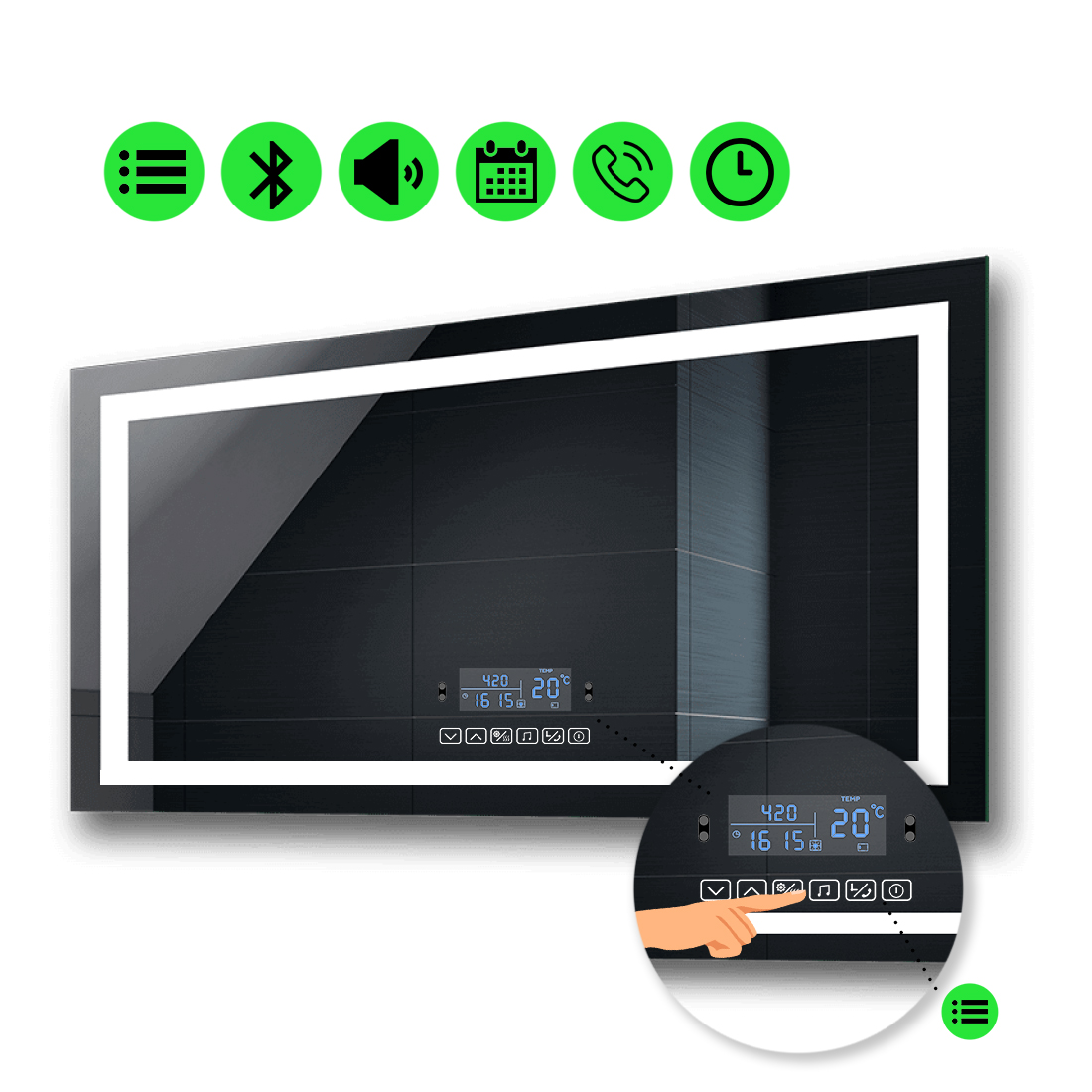 

Зеркало Karnet с Led-подсветкой, и мультиблоком 140x90 см