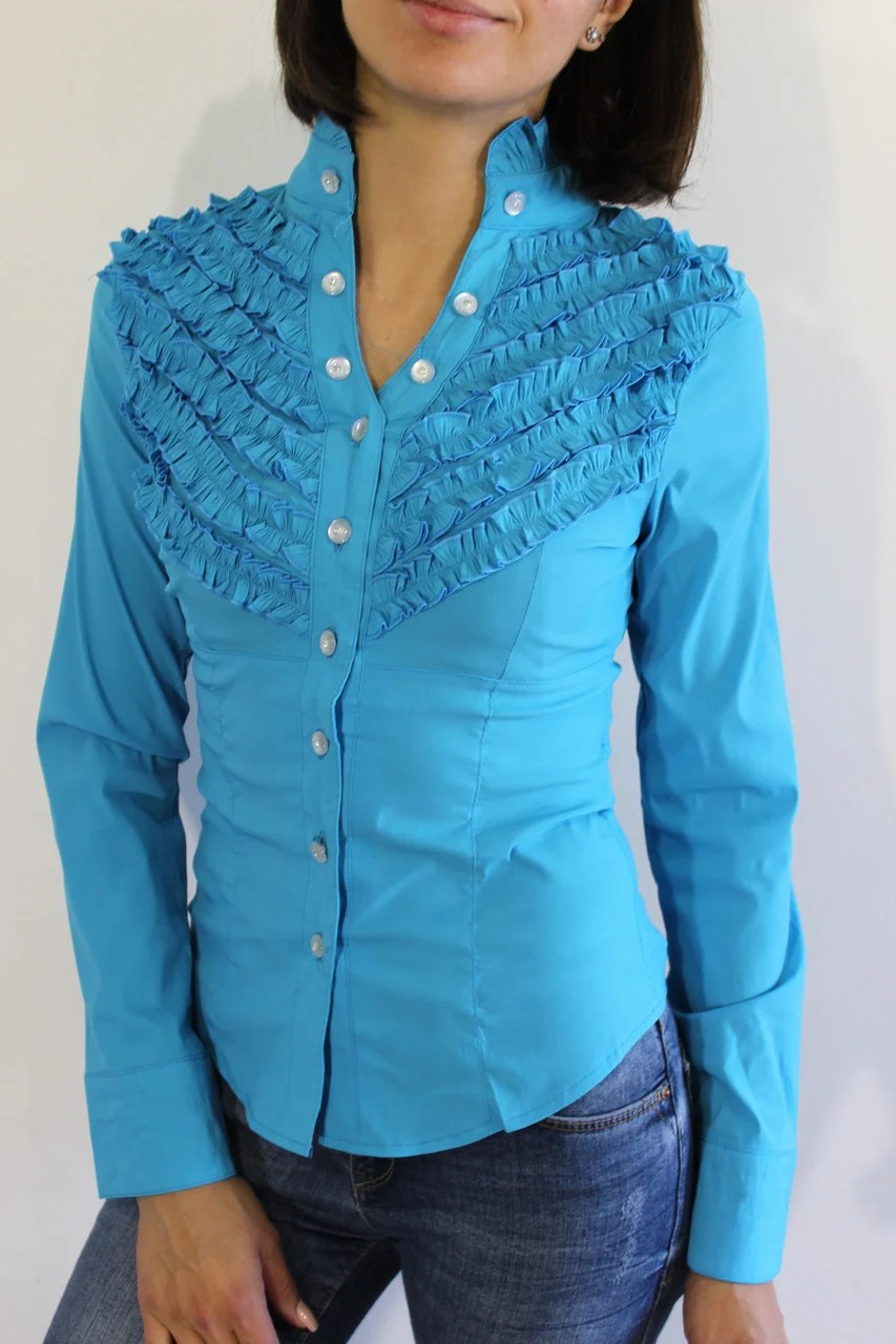 

Рубашка женская голубая Blue 2272, Рубашка женская голубая Blue 2272-L